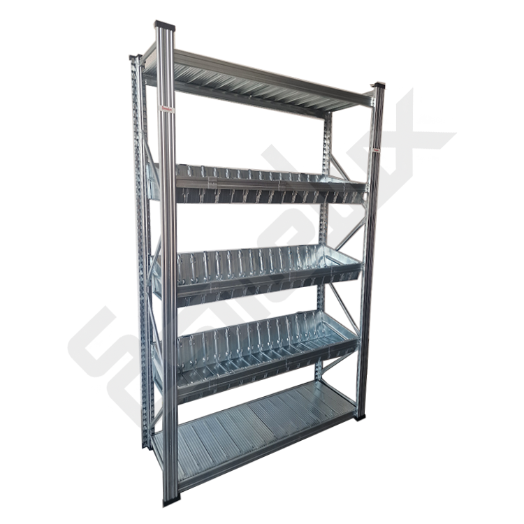 M�dulo inicial de estanter�a met�lica con 3 estantes de cestones y 2 estantes lisos
